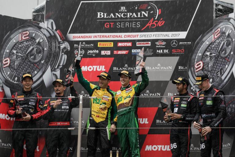 Blancpain GT Series Asia: Craft Bamboo Racing triumphs with Porsche's first win in wet weekend at Shanghai International Circuit